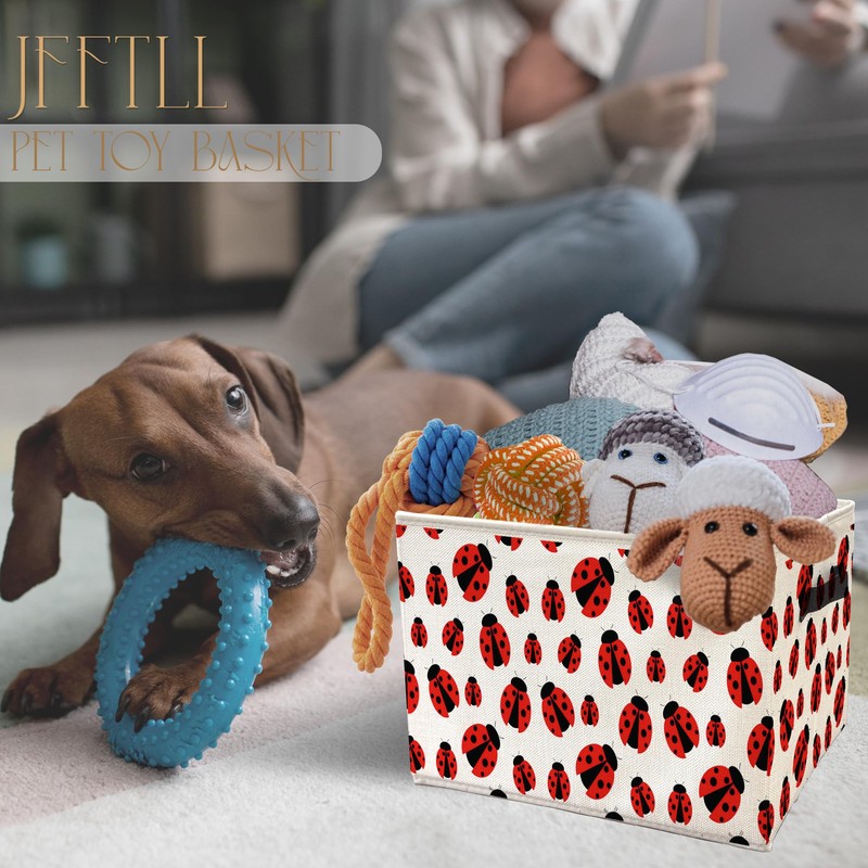 JFFTLL Ladybug Storage Bins with Handles, Lady Bug Gifts for
