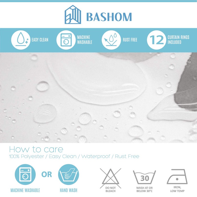 BASHOM BSC615 Animal World Shower Curtain Set for Kids Waterproof