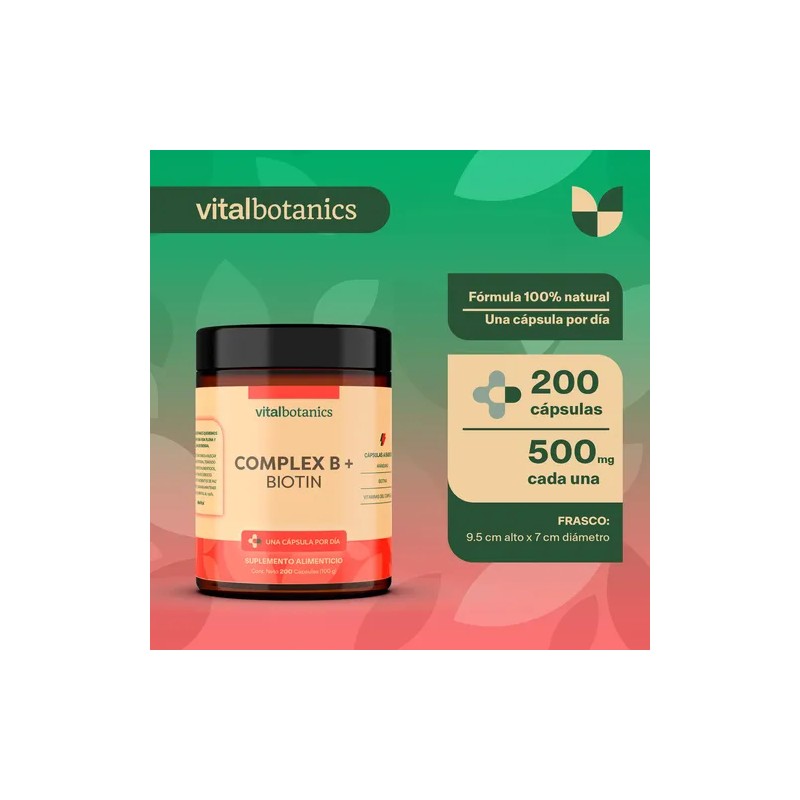 Complejo B Vitaminas B1 B2 B3 B5 B12 200 Caps