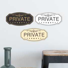 All Quality Victorian Private Wall or Door Sign - Durable Material | Elegant Victorian Design (Red) - Medium 4" x 8" (1 Pack)