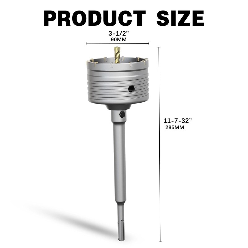METOTY 3-1/2" Concrete Hole Saw,90mm Masonry Hole Saw, with 220mm