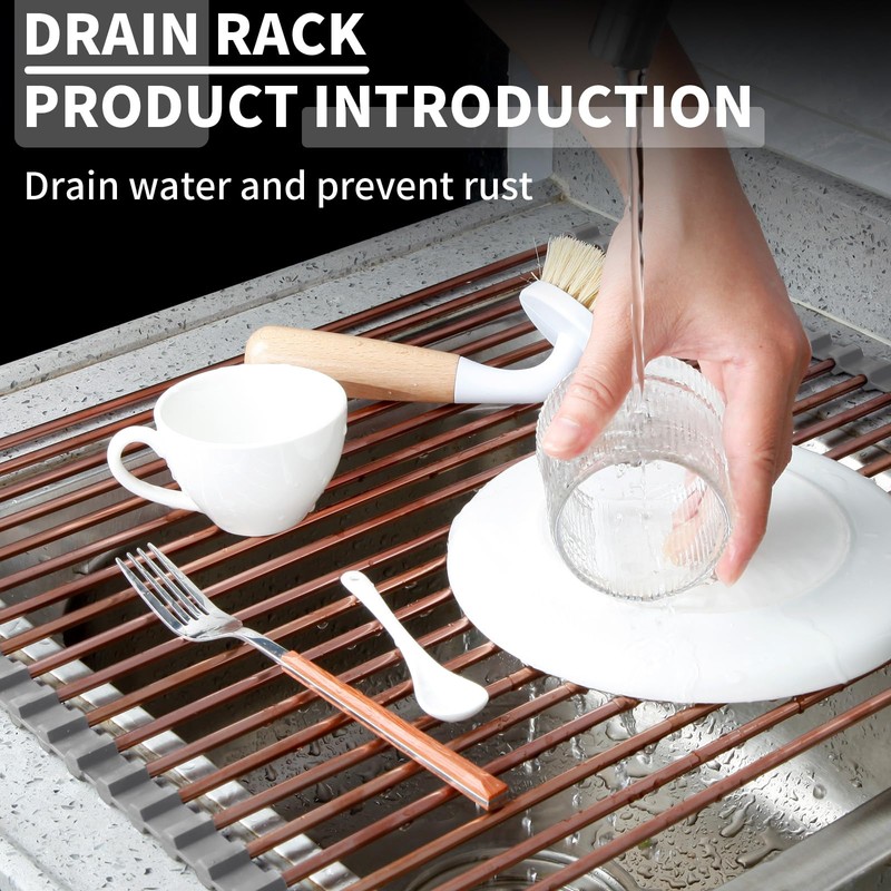 blueden 15.74" x 17"Large Roll Up Dish Drying Rack Over