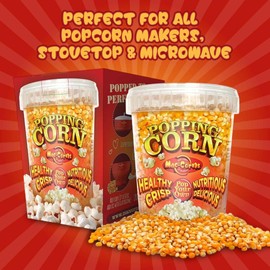 MacCorns of Scotland. Est. 1991 MacCorns USA Top Grade Popping Corn - 1 Litre Tub American Popcorn Kernels for Popcorn Makers, Traditional Popping & Popcorn Machines - Boxed, Resealable & Reusable