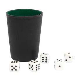 Idena 10002233 - Würfelbecher aus Kunststoff und Filz, inklusive 5 Würfel