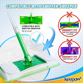 Reusable Mop Pads Compatible with Swiffer Sweeper Mops, 2 Pack 12 Inch Washable Microfiber Wet Pads Refills Dry Sweeping Cloths Heavy Duty Mop Head Replacement for Wet Dry Floor Cleaning, Green