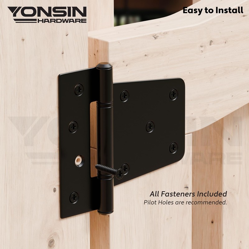 YONSIN 3.5inch Heavy Duty Strap Gate Hinges, Black Shed Door