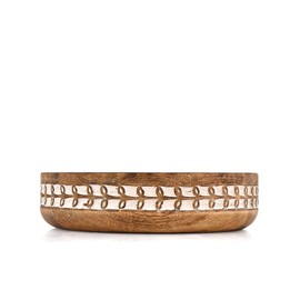 BHAVATU Fruit Bowl Mango Wood Kitchen Counter & Dining Table Centerpiece, for Food, Salad, Bread or Home Decor (10" x 10" x 2.5")