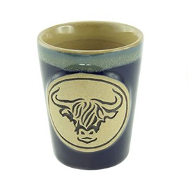 Glen Appin Shot Cup Scottish Stoneware 44 ml (Highland Cow Head - Blue)