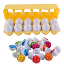 Rshuhx Matching Egg Number for Toddlers Montessori Toys Egg Game Fine Motor Skills for 1 2 3 4 Years and Boys Girls Ideal for Early Number Education Montessori Toy 12 Pieces with Storage Box