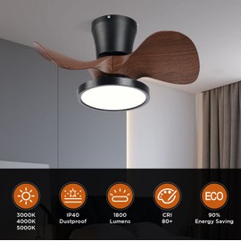 ocioc Quiet Ceiling Fan with LED Light 22 inch Large Air Volume Remote Control for Kitchen Bedroom Dining Room Patio