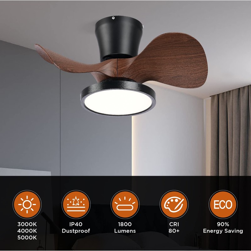 ocioc Quiet Ceiling Fan with LED Light 22 inch Large