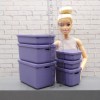 1/6 Scale Doll Storage Containers 6 With Lids Purple Bins