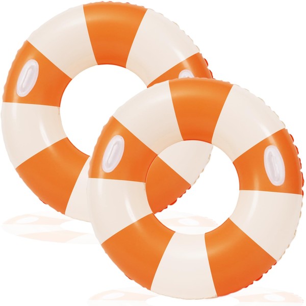 2PCS Pool Floats for Adult 43 Inch Striped Swim Ring