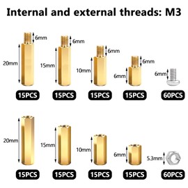 Aienxn 640PCS M3 Brass and Nylon Motherboard Standoffs Kit, Male Female Hex Spacer Standoff Screws Nuts Suitable for Circuit Board, PCB Board etc