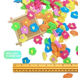 100 Pieces Mini Crochet Flowers,Cute Patches Flower Applique,Flower Patch for Clothes Backpack Hat Doll Dress Scrapbooking Flower Gifts for Women (Pink)