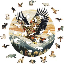 Lycheepuzzles Wooden Puzzles for Adults, Tribal Eagle Wooden Jigsaw Puzzles for Adults, 200 Pieces Unique Shape Cut Wood Puzzles for Puzzle Lovers Creative Gifts for Family Friends