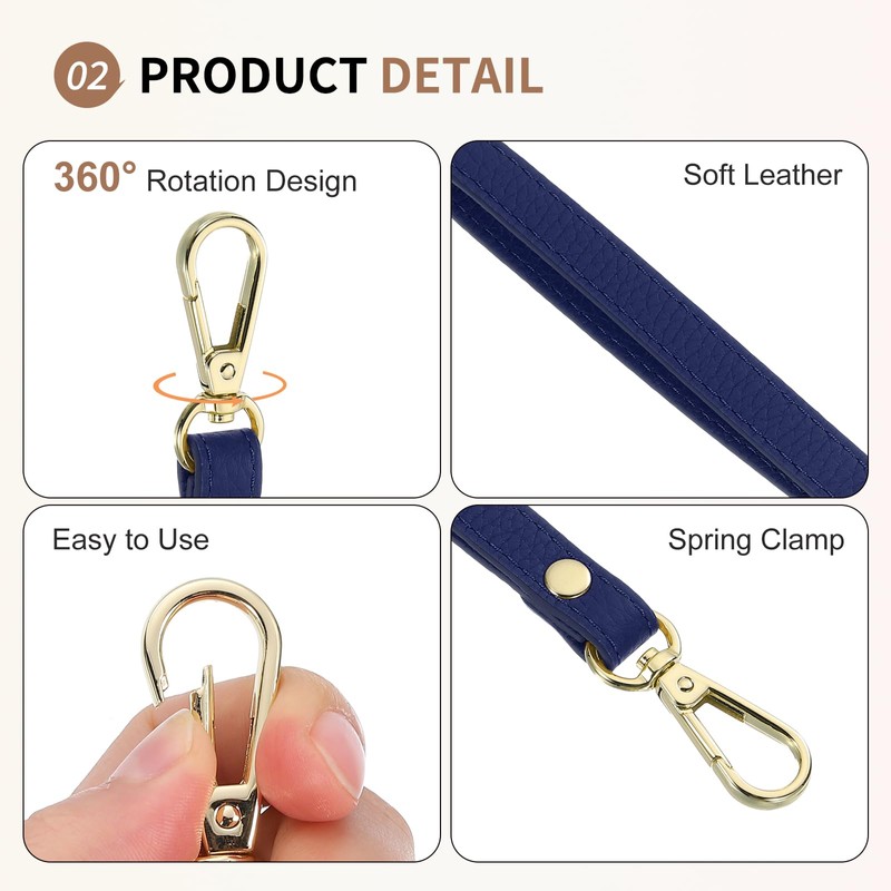 SUIKIHUM Leather Wristlet Strap, (20cm/7.87" Long KeyChain Hand Strap) Leather