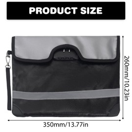 Asfrode Fireproof Bag, 34 x 25 cm Document Bag with Lock, Waterproof Storage Bag with Reflective Strips, Safe Bag for A4 Documents, Passports