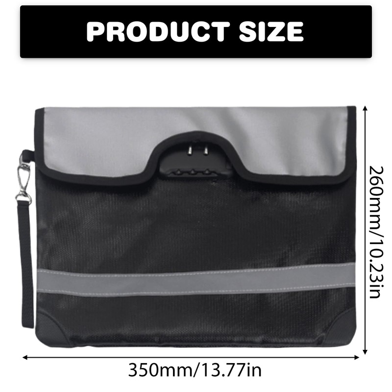 Asfrode Fireproof Bag, 34 x 25 cm Document Bag with
