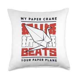 Easy Best Origami Crane Paper Gifts For Beginners Crane Beats Your Paper Plane Owl Folding Origami Throw Pillow, 18x18, Multicolor