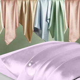 Silk Pillowcase for Hair and Skin, Mulberry Silk Pillow Cases Standard Size, Anti Acne Cooling Sleep Both Sides Natural Silk Satin Pillow Covers with Hidden Zipper, Gifts for Women Men, Lavender