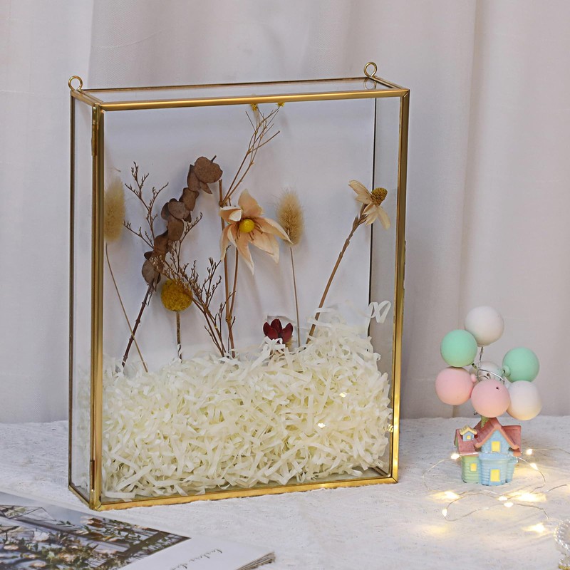 JUXYES 8x10 inches Gold Shadow Box Frame Dustproof Display Case