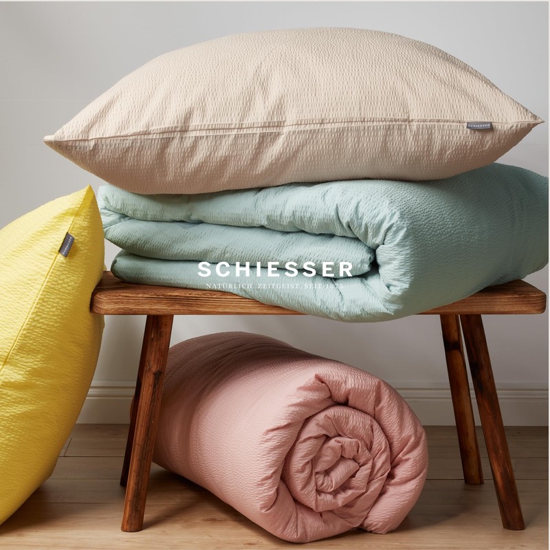 Schiesser Laura Bed Linen Set 2-Piece Plain Elegant Percale Seersucker