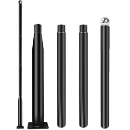 iFvBey Street Light Pole 13ft Tall - Black Outdoor Adjustable Metal Street Lamp Post for Lights with Mounting Steel Anchors