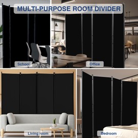 4 Panel Room Divider, Folding Privacy Screen Wall Divider for Room Separation, Freestanding Room Partitions for Home Office Dorm Decor 84”W×67”H, Black