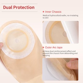 DERAYMI 20 PCS Colostomy Bags Ostomy Supplies, Ostomy One Piece Bags,Colonoscopy Bags, 15-65mm Cuttable Hydrocolloid Chassis, Clip Closure for Easy Emptying, Package Includes Eight Clips (D1260J)