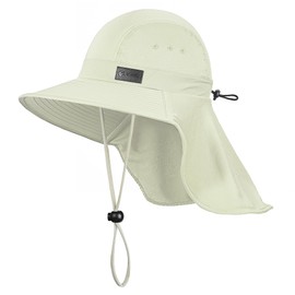 Sukeen Cooling Sun Hat for Men Women UPF50+ Wide Brim Fishing Hat with Neck Flap Adjustable Foldable Bucket Hat for Hiking Off-White