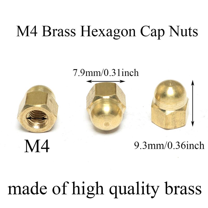 Pro Bamboo Kitchen 30pcs M4 Brass Hexagon Cap Nut Gold