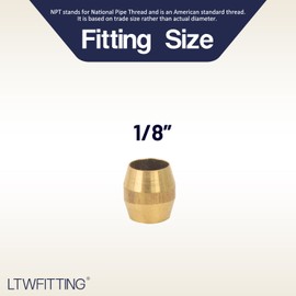 LTWFITTING 1/8-Inch Brass Compression Sleeves Ferrels,Brass Compression Fitting(Pack of 50)