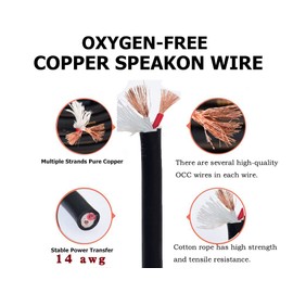 Speak on 2Pcs Professional Speakon to 1/4 Inch ts Speaker Cable for pa Jack Pair 14 awg Gauge Male Audio Port Plug Amplifier Connection dj amp Heavy Duty bocina Cord Wire ft with Twist Lock(3 feet)