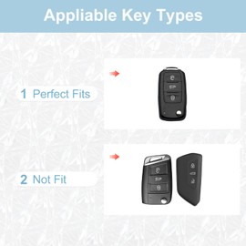 Pangpai Key Fob Cover for VW Volkswagen Jetta Golf Polo MK7 Passat Beetle Smart Key TPU Keys Case Shell Protector with Keychain Lanyard Women Cute