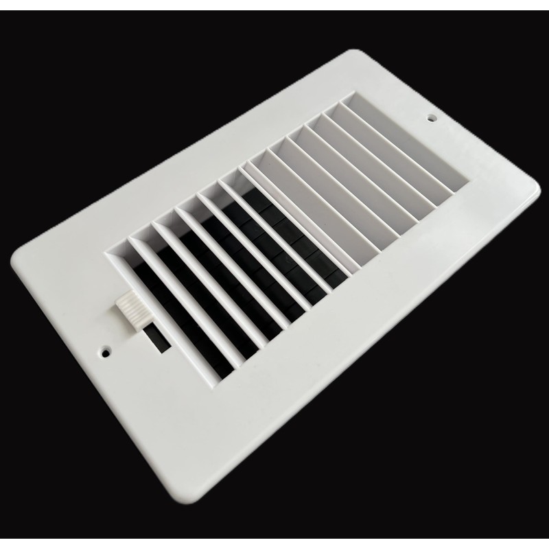 Two-way plastic side wall/ceiling register in white 8"w X 4"h