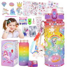 Decorate Your Own Water Bottle for Gifts for Girls - diy friendship bracelet,Christmas/Easter/Birthday Gift Ideas, Fun DIY Activity Crafts for Kids, Great Gift for Little Girl( (Rainbow Unicorn)