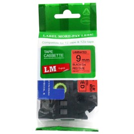 1/Pack LM Tapes - LMe421 Premium 3/8" Black Print on Red Label Compatible with P-Touch TZe-421 Tape and Includes Tape Color/Size Guide. Replaces TZ-421 9mm 0.35 Laminated.