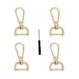 Pack of 4 Carabiner Gold, Carabiner Hooks with Swivel, Key Pendant, Rotatable, Bag Carabiner, D Ring Lobster Clasps for Crochet Bags, Bag Clasps, Leather Handbags, DIY Bag Accessories