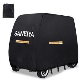 SANEIYA Mobility Scooter Covers for Outside Storage, 420D Oxford Fabric Scooter Rain Cover Waterproof, Elastic Strap and Reflective Strips, 3 Buckles with Storage Bag (175*63*119cm)