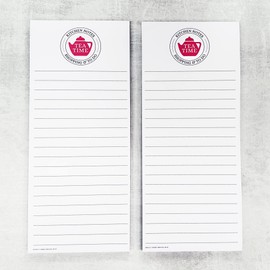 TEA TIME Refrigerator Notepads. Teapot Graphic, Perfect for Grocery List, Notes, To Do Lists and more - SET OF TWO PADS