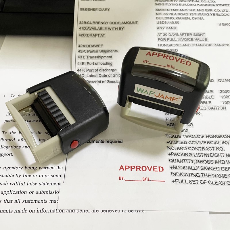 WAFJAMF Approved Date Message Stamp Self-Inking Rubber Stamp Office Stamp