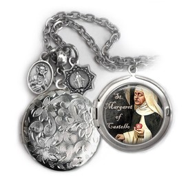St. Margaret of Castello Locket Necklace, Patron Saint Confirmation Gift, Italian Charms, Catholic Jewelry