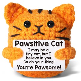 tGifGLonyi Positive Crochet for Dad Mom Grandma Grandpa Daughter Son Friend,Orange Cat Gifts for Cat Lover, Emotional Sister Brother Support Crochet Small Birthday Gifts