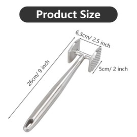 AKOLAFE Meat Tenderiser Stainless Steel 304 Non-Stick Schnitzel Tenderiser Double-Sided Meat Hammer Hanging Meat Tenderiser for Steak, Chicken, Pork, Ribs, Dishwasher Safe