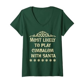 Most Likely to Play Cimbalom Christmas Matching Family V-Neck T-Shirt