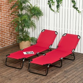 Set of 2 Wine Red Folding Chaise Lounge Chairs 5-Position Oxford Fabric Recline for Beach Patio Cots Model D0100XF385PColor: Red Color