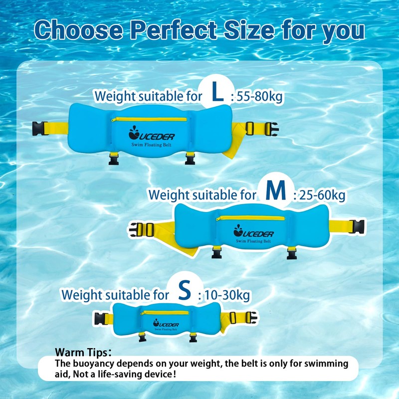 UCEDER Swim Belt for Adult, Adjustable Flotation Belt with Leg
