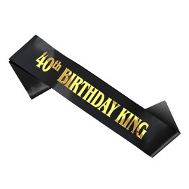 GODAYS Happy 40th Birthday Decorations for Men, Black Gold 40th Birthday King Sash Party Decorations Supplies