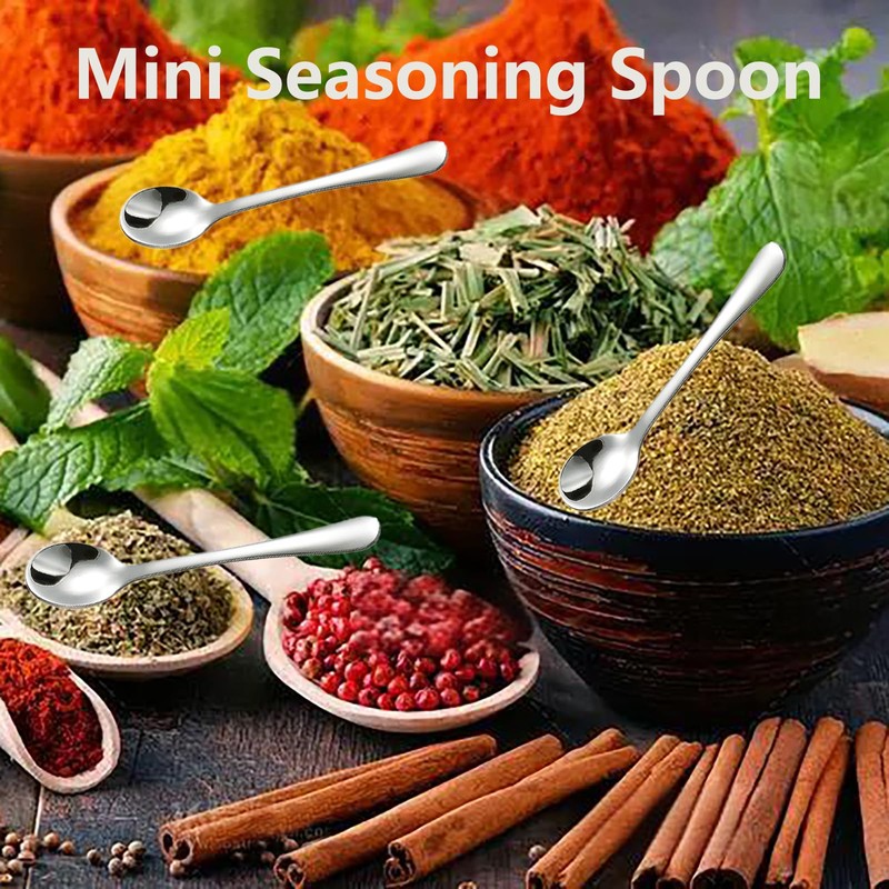 6 PCS Tiny Stainless Steel Spoons for Spices Jars, [Upgraded